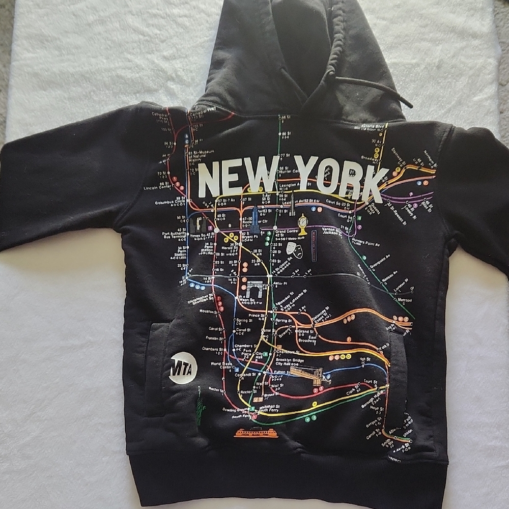 Kids New York Map Hoodie - Black